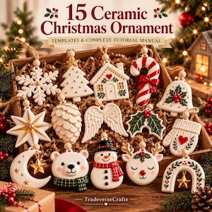 15 Ceramic Christmas Ornament Templates, Printable Pottery Patterns & Step-by-Step PDF Guide
