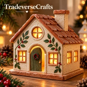 Ceramic House Pottery Template, Tealight Holder Slab Building Pattern, DIY Clay Candle Holder, Printable PDF, Beginner Handbuilding