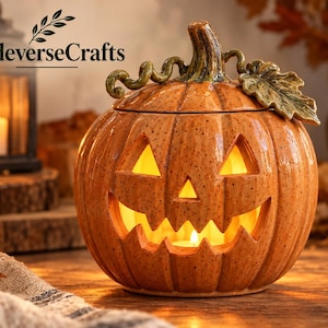 Halloween Pumpkin Lantern Pottery Template PDF, Jack O Lantern Clay Pattern, Slab Building Tutorial, Printable DIY Guide