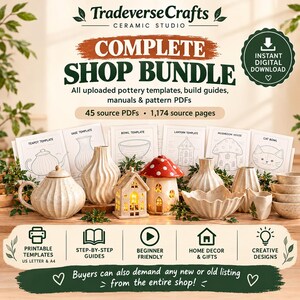 Pottery Template Bundle, 45 Slab Building Patterns, Handbuilding Clay Templates, Ceramic PDF Collection, Printable Pottery Projects & Guides
