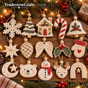 15 Ceramic Christmas Ornament Templates PDF, Pottery Holiday Decorations, Printable Clay Patterns, DIY Christmas Craft Guide