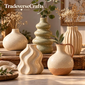 Ceramic Vase Template Bundle PDF, 5 Pottery Vase Patterns, Printable Slab Building Templates, Beginner Handbuilding Guide