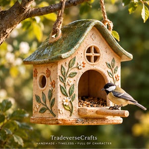 Ceramic Bird Feeder Pottery Template, DIY Slab Building Clay Pattern, Printable Birdhouse PDF, Handbuilding Garden Feeder