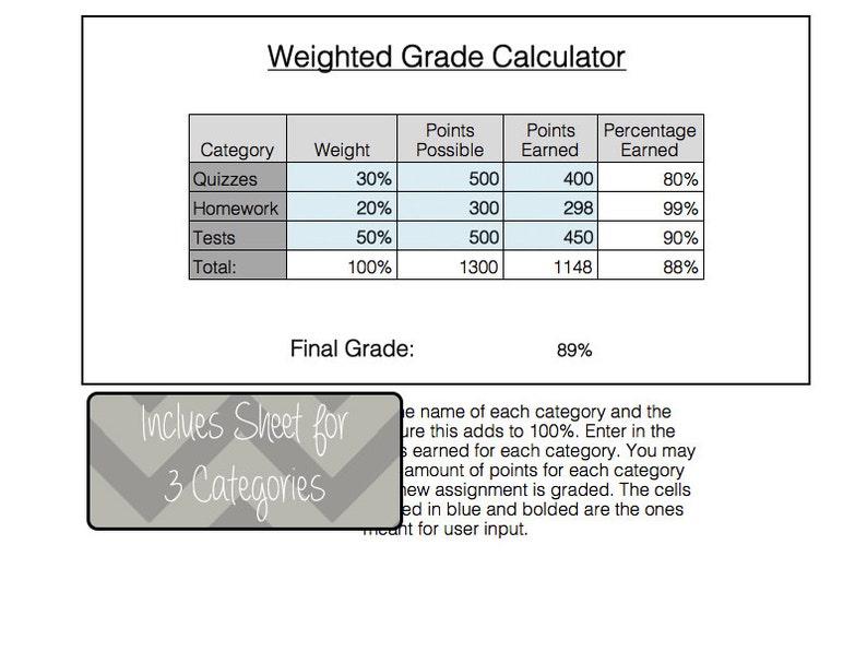 grade calculator with assignment weights