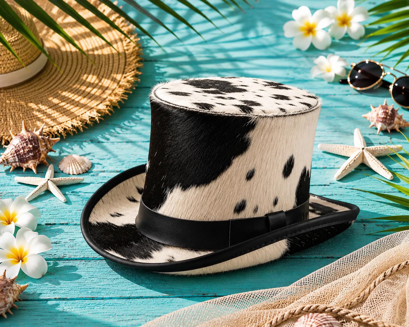 Cowhide Print Cowboy Hat - Black & White Western Hat Amazon.com: Zodaca 4 Pack Black and White Cow Print Cowboy  main image 4
