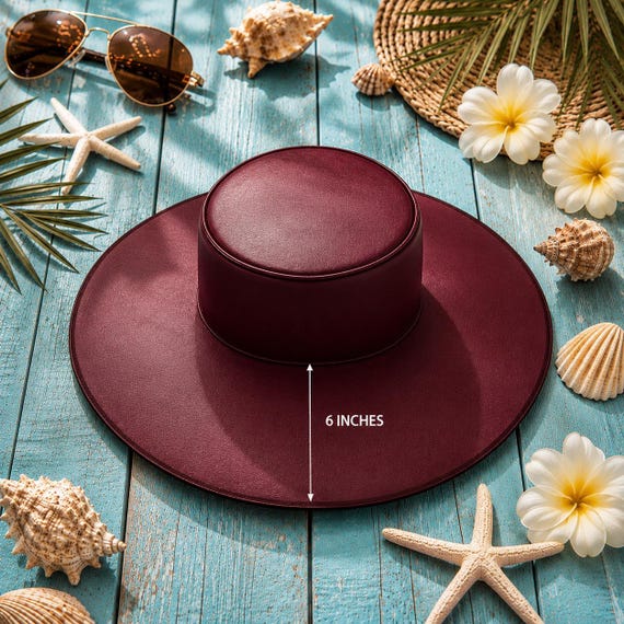 Wide Brim Leather Hat Custom Color Western Fedora Unisex Luxury Hat