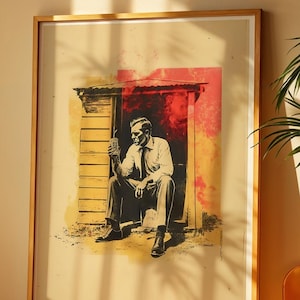 Street Art Poster, Vintage Noir Man Wall Art, Urban Graffiti Print, Retro Cool Decor, Bold Gritty Illustration Artwork