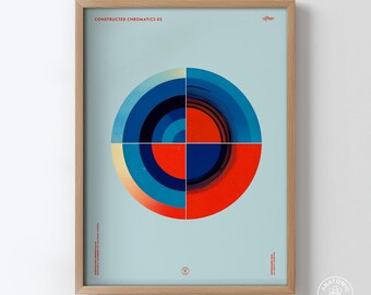 Geometric Color Study Poster, Bauhaus Inspired Abstract Circle Print, Modern Minimal Wall Art