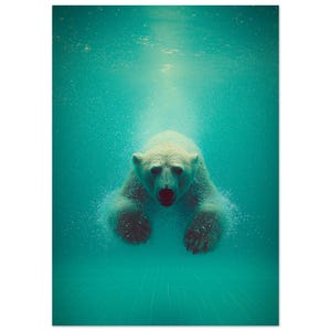 Polar Bear Wall Art – Underwater Animal Poster, Arctic Wildlife Print, Modern Nature Home Decor