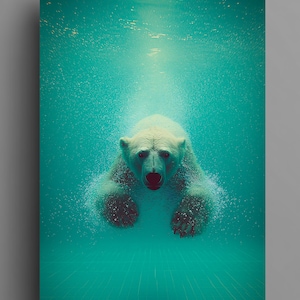 Polar Bear animal print – Underwater Poster, Arctic Wildlife, Modern Nature Home Decor
