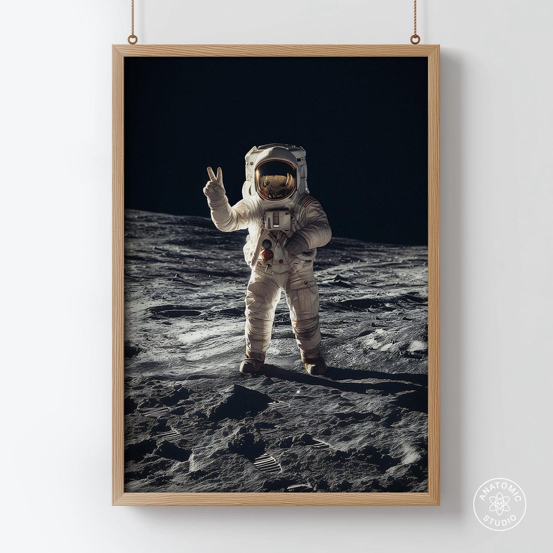 Astronaut Moon Landing Poster: Sci-fi Space Art Print - Etsy