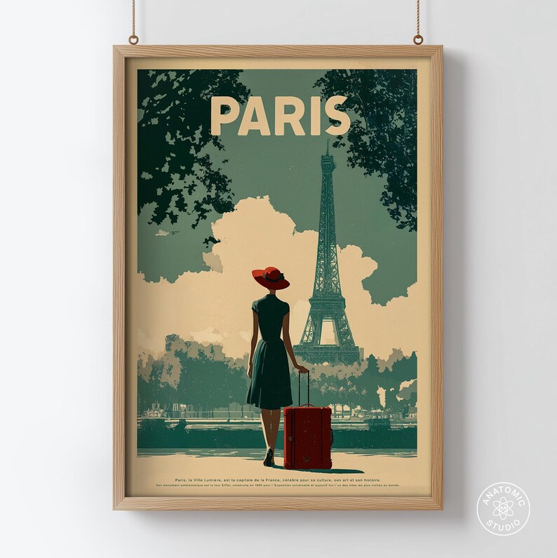 Paris Eiffel Tower Wall Art – Minimalist City Print | Cinematic Poster image 2