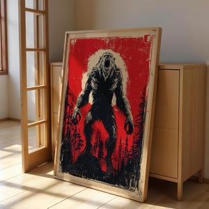 Varulv Skräck Halloween dekoration poster – Gotiskt monster väggkonst, Mörk skogstavla