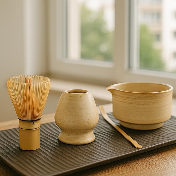 抹茶茶器 茶杓 抹茶碗 短冊箱・抹茶篩・柄杓 各1 蓋置・茶筅直・