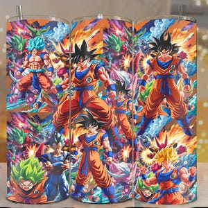 Dragon Ball Goku Tumbler Wrap: Super Saiyan Anime Design (Digital Download PNG)