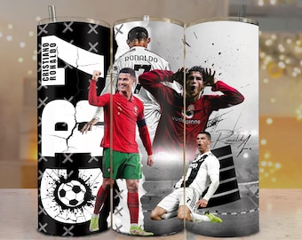 Envoltura para vaso de fútbol CR7: Arte de fan de Cristiano Ronaldo (descarga digital PNG)