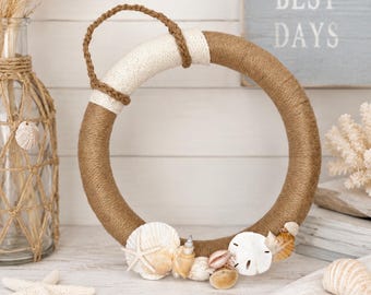 Seashell Wreath – Handmade Coastal Door & Wall Decor 15x14x2in