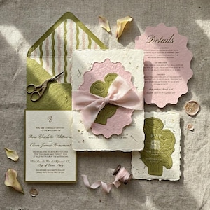Pink Green Calla Lily Wedding Invitation Suite Template, Editable Canva Invite, RSVP Details Card, Envelope Liner, Instant Download