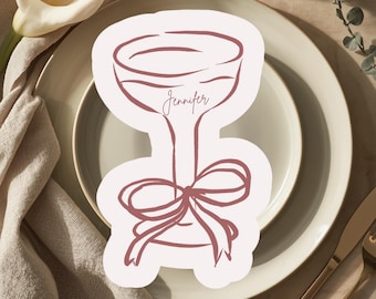 Cocktail Place Cards | Editable Place Card Drink Shapes Template | Champagne Glass Wedding Name Cards Download | Canva Name Cards