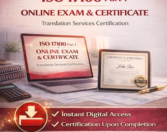 Esame e certificato online ISO 17100 Parte 1 / Certificazione dei servizi di traduzione / Workshop E