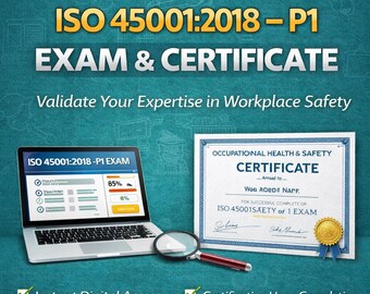 Esame e certificato ISO 45001:2018 – Formazione completa sulla salute e sicurezza sul lavoro / Download digitale