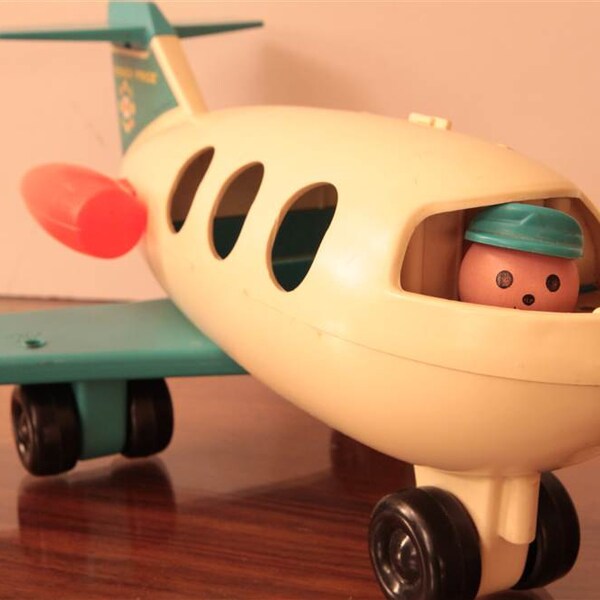 1972 Vintage Fisher Price Little People Airplane Toy for Jetport