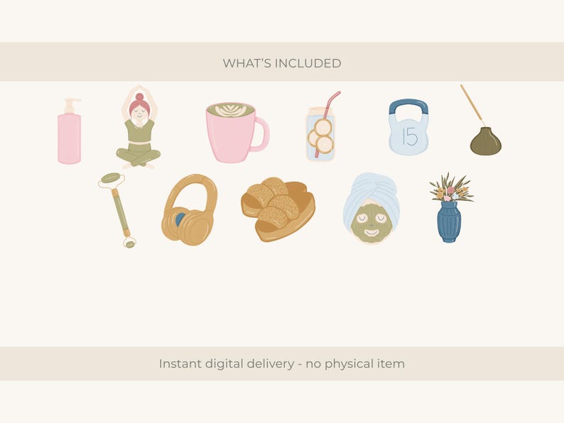 Cozy Wellness Clipart PNG Bundle, 30 Self Care Aesthetic Images ...