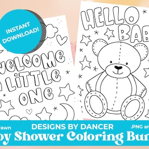 Printable Baby Shower Coloring Pages Instant Download | Cute Baby Shower Decoration, Party Games & Activity Sheets for Boys and Girls