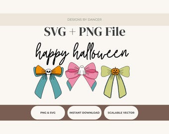 Laços de Halloween em SVG | Arquivos de Corte para Cricut e Silhouette | Abóbora, Fantasma, Caveira em SVG para Transferências DTF, Corte de Vinil, Clipart Vetorial