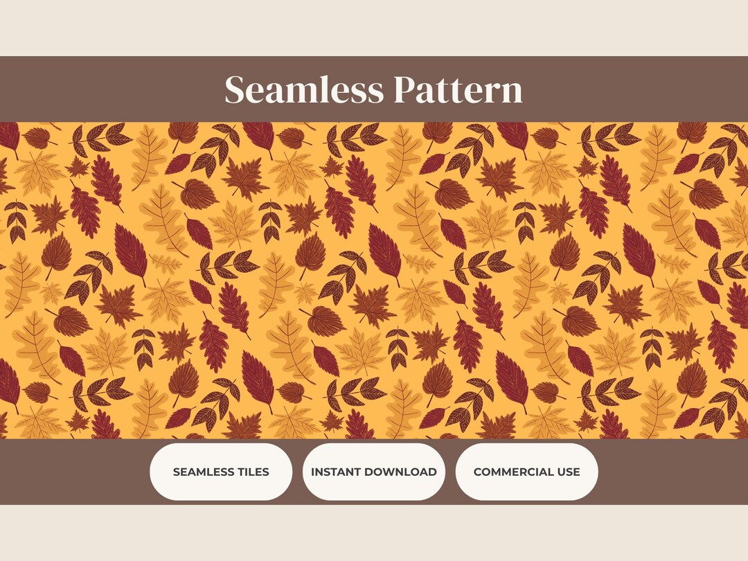 Fall Leaves Seamless Pattern Digital Paper | Autumn Foliage Printable ...