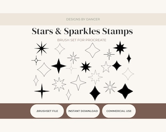 Pinceles de estrellas para Procreate / Set de 40 pinceles de sellos brillantes / Pinceles de estrellas para Procreate / Sellos mágicos Galaxy Shine / Pack de pinceles para dibujar en iPad