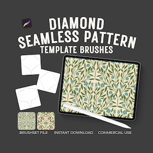 Diamond Seamless Pattern Brushes for Procreate, 20 Repeat Pattern Templates, Geometric Pattern Maker, Surface Pattern Design Tools