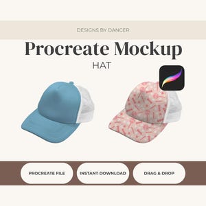 Hat Procreate Mockup - Modèle de conception de motif transparent pour les artistes de surface numérique
