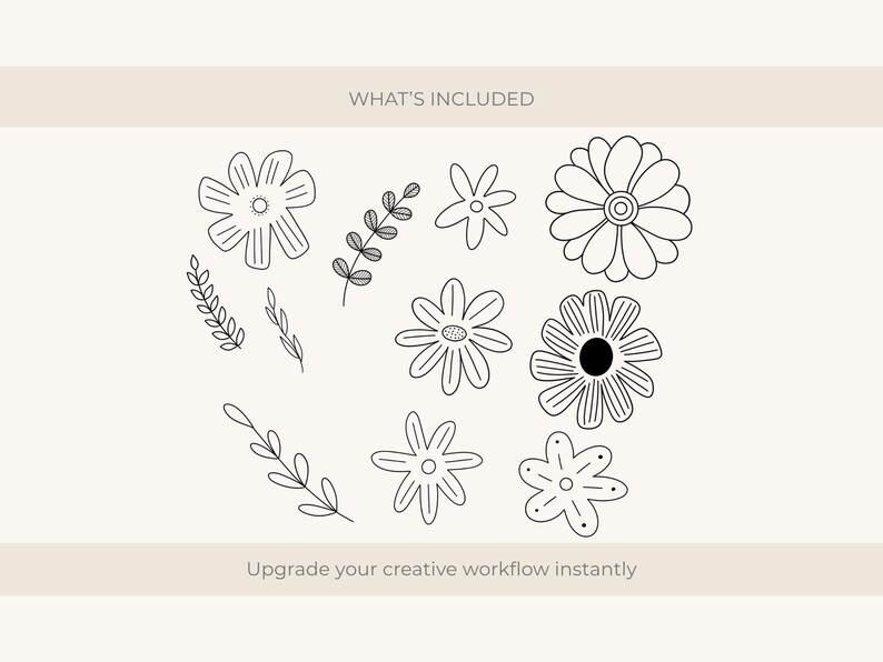 Floral Procreate Brushes | 35 Hand Drawn Flower Stamp Brush Set ...