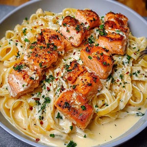 Creamy Garlic Salmon Pasta | Printable Kitchen Card | Digital Download PDF
