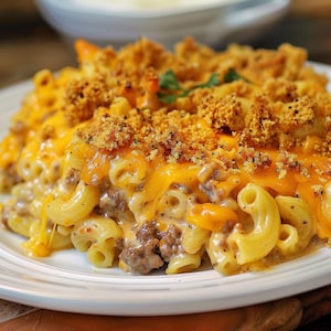 Cheesy Macaroni Hamburger Casserole | Digital Kitchen Template | PDF