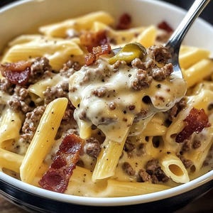 Bacon Cheeseburger Alfredo Pasta | Printable Kitchen Card | Digital Download PDF