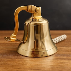 Solid Brass Wall Mount Bell: Nautical Coastal Decor