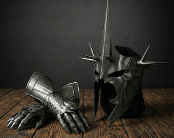 Spiked Dark Wraith Helmet & Gauntlet Set | Medieval Fantasy Armor