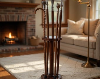 Handcrafted Solid Wood Cane Stand – 8 Hole Walking Stick Holder Rack