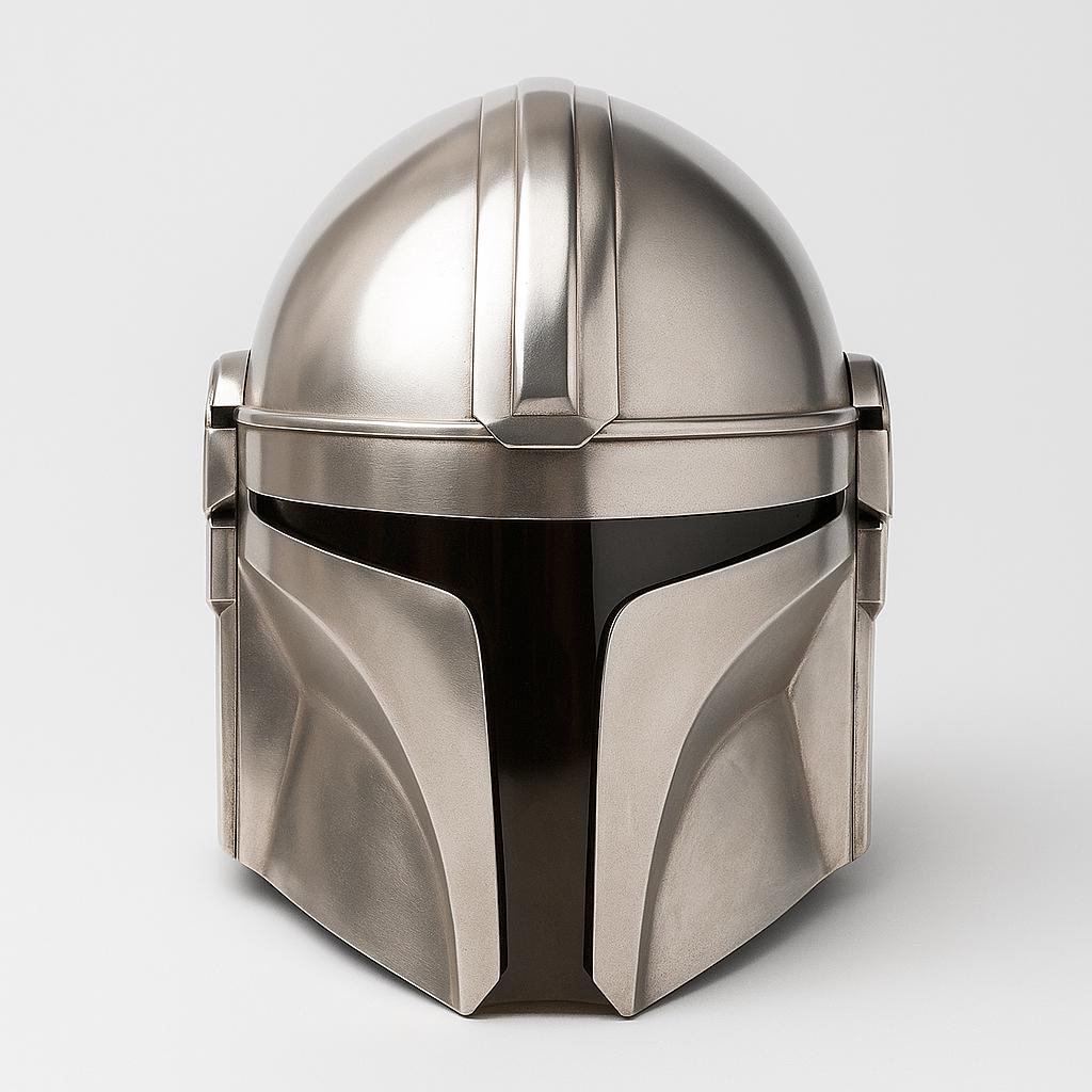 Mandalorian Helmet Beskar Inspired | Polished Silver Cosplay Prop