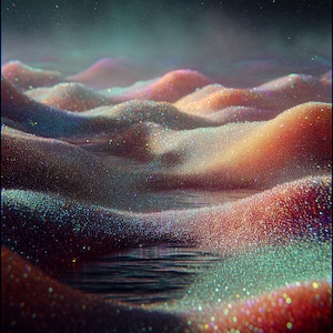 Glitter Wave Wall Art, Abstract Iridescent Landscape with Sparkling Colors and Dreamlike Texture, Digital Download, Printable, 300 DPI | K1