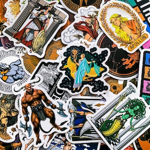 Pack of 50 Greek Mythology Stickers, Ancient God Stickers, Olympus Character Stickers, Waterproof Stickers for Journal, Scrapbook, Laptop