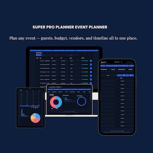 Super Pro Planner Event Planner | Task & Timeline | Budget Tracker | Guest List | Vendor Manager | KPI Dashboard | No Subscription