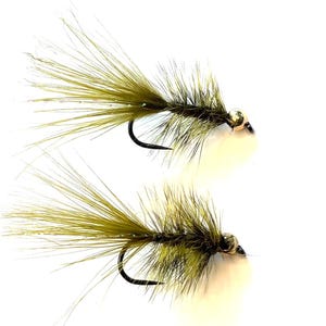 Olive Woolly Buggers - 2 Fly Fishing Flies