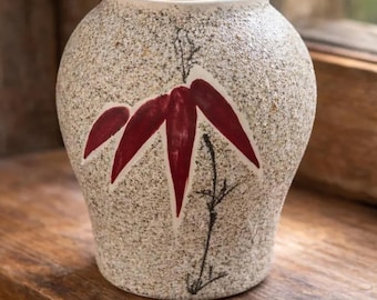 Vintage Studio Pottery Bud Vase Textured Stoneware Small Vase Rustic Decor MCM Style Handmade Look Neutral Home Accent