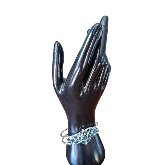 Abalone Shell Hinged Bangle Bracelet, Blue Green … - image 10