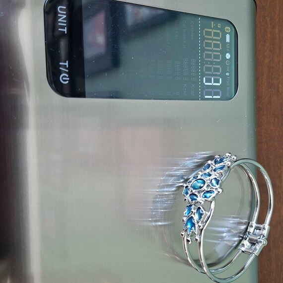 Abalone Shell Hinged Bangle Bracelet, Blue Green … - image 17