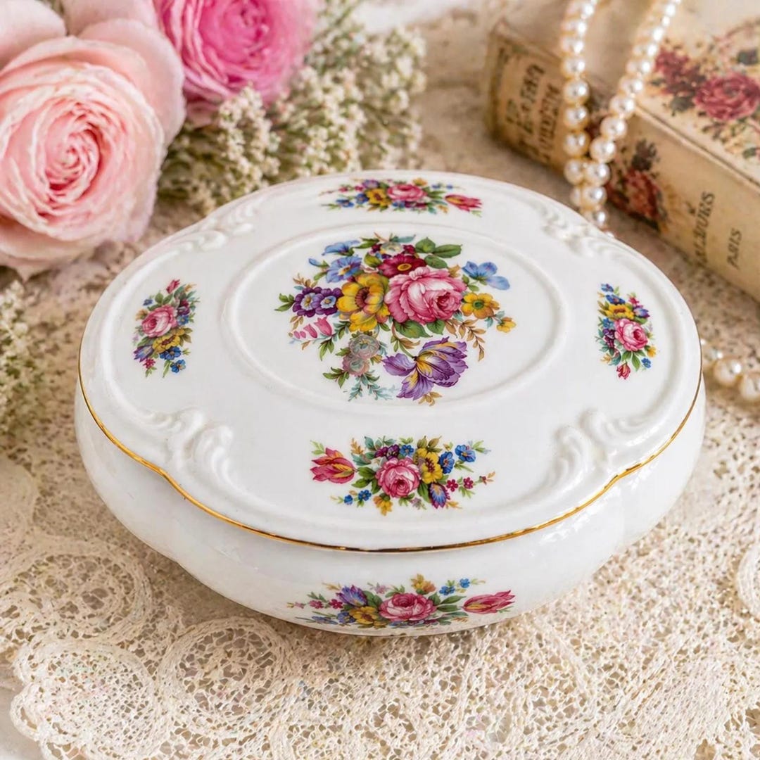 Rosenthal Roses Vintage Rosenthal Moss Rose Covered Dish Germany Floral Trinket Box ...