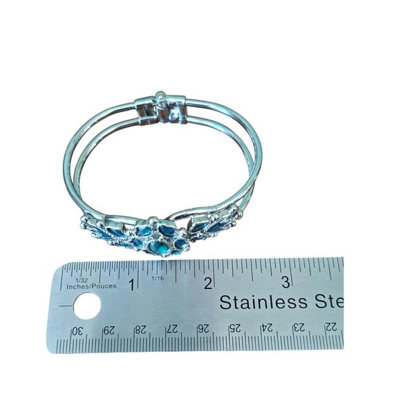 Abalone Shell Hinged Bangle Bracelet, Blue Green … - image 15
